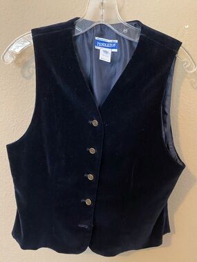 Pendleton Blue Velvet Button Front Vest